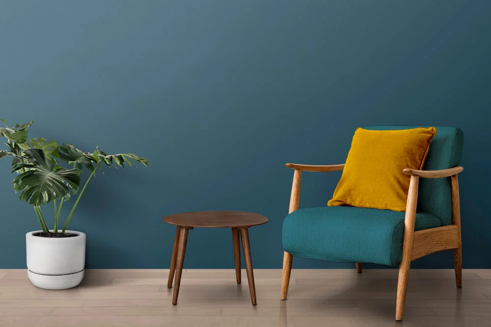 Painting Services in JP Nagar - How to Choose the Right Painting Services in JP Nagar? Painting Services in JP Nagar, painters near me, navy blue wall with wooden chair